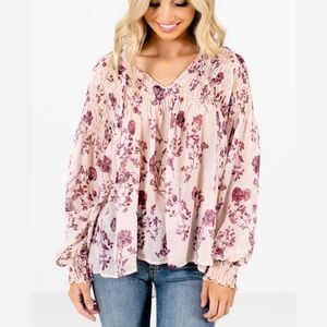 Crimson in Grace lightweight boho long sleeve rouse top.